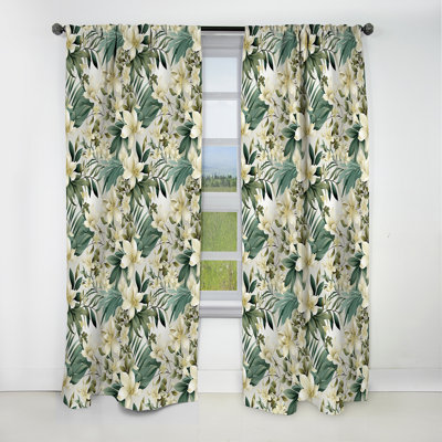 Neutre Oasis Iii motif tropical II - rideau floral - rideau occultant floral - 1 panneaux