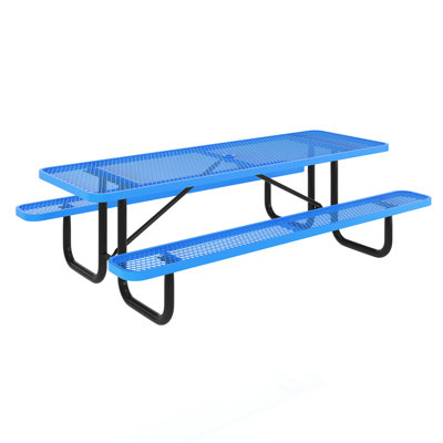 Kristy Commercial Grade Expanded Mesh Metal Outdoor Picnic Table with Anchors by Arlmont & Co.