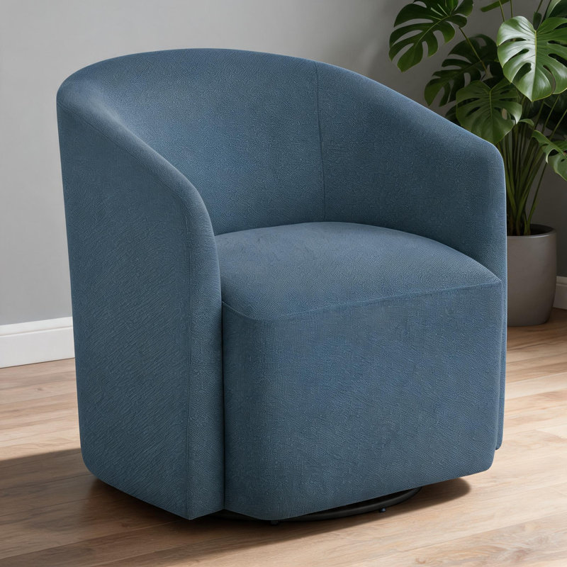 Fauteuil d'appoint moderne pivotant à 360 degrés pour petits espaces, tissu bleu doux, Bleu