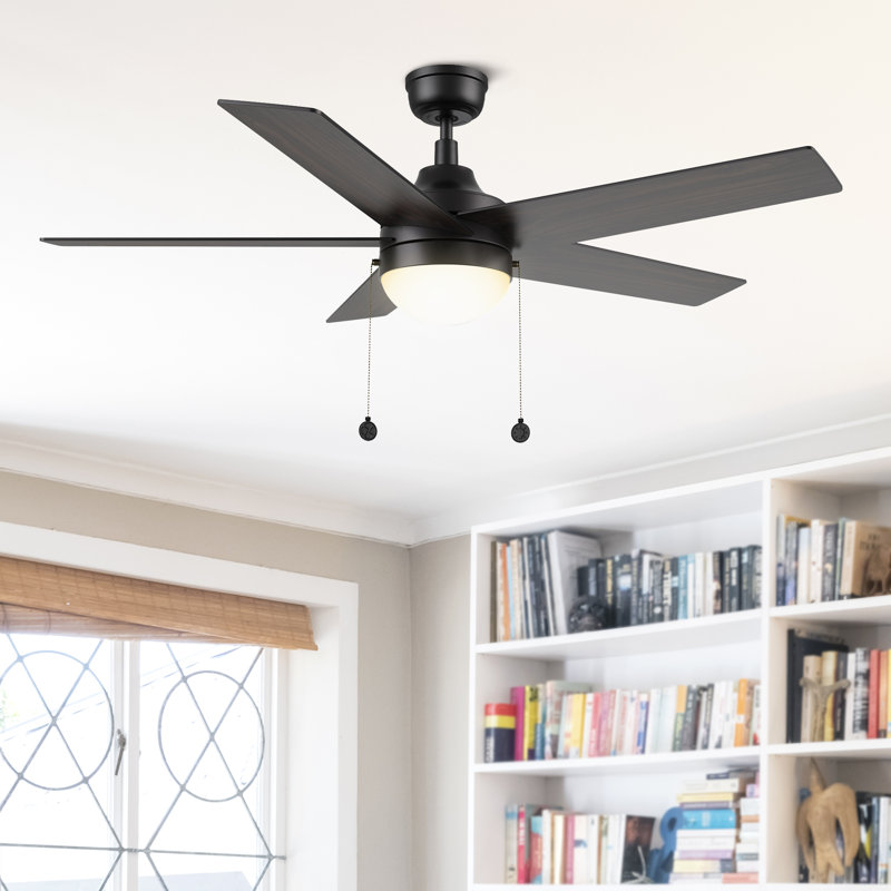 Ventilateur de plafond 52 po avec lumières DEL Johnye, Noir