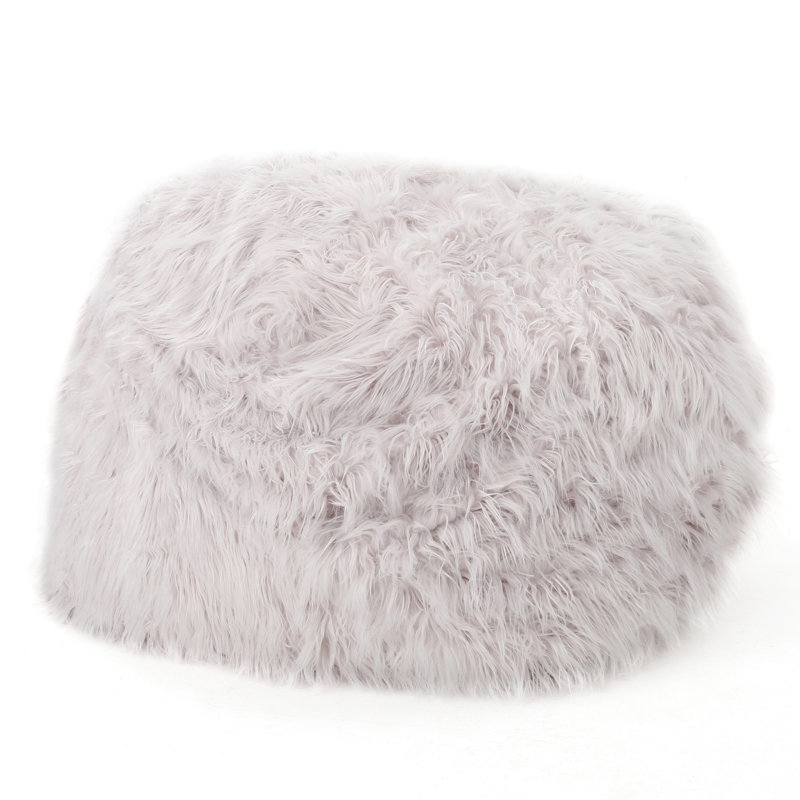 Fauteuil à billes en fausse fourrure lavande, 42 po Haut - Doux, confortable, fermeture à glissière, sac de 52 largeurs, rembourré de mousse