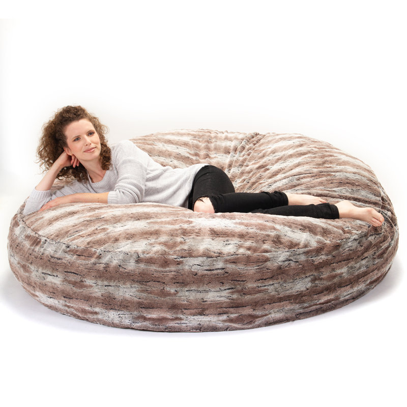 6 Foot Cocoon - Large Bean Bag Chair, Premium Luxe Faux Fur, Mountain Fox