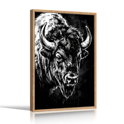 Ensemble de 1 tableau sur toile représentant un bison
