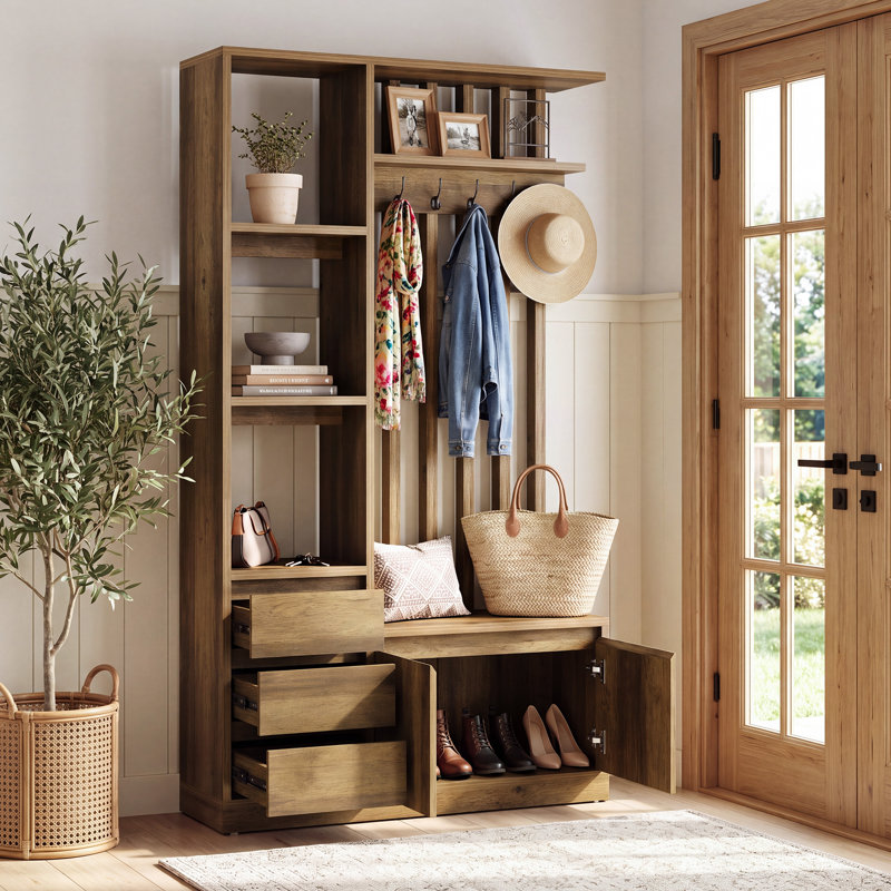 39.37 " Wide Hall Tree with Shelves