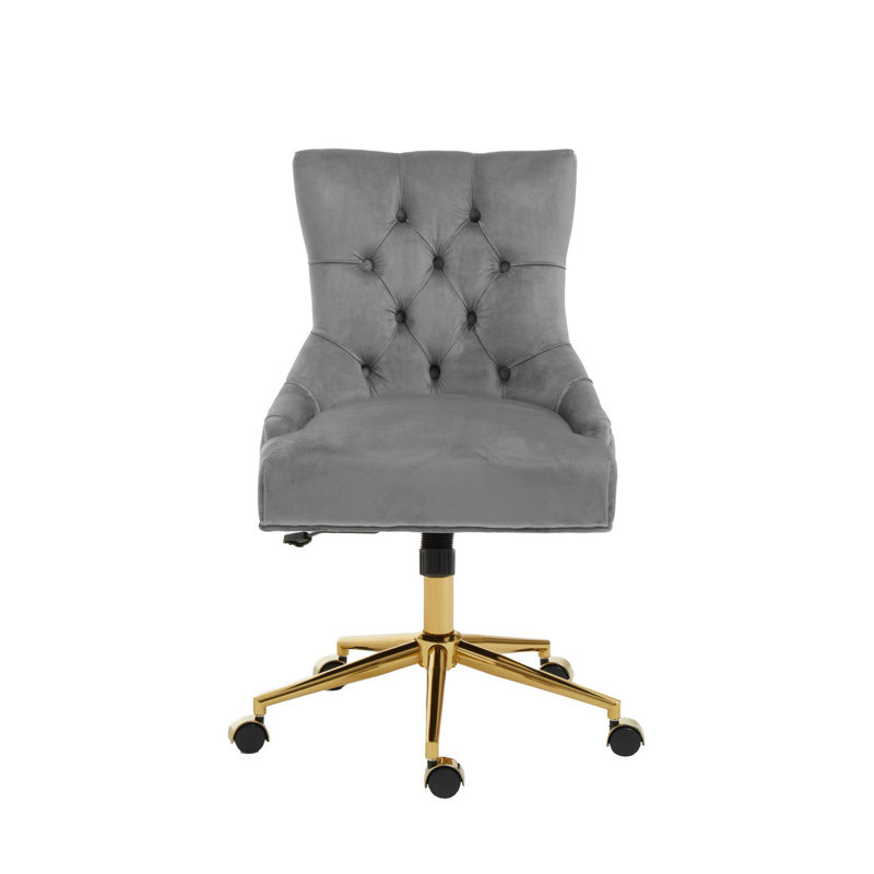 Farner Velvet Executive Chair, Gold, Grey