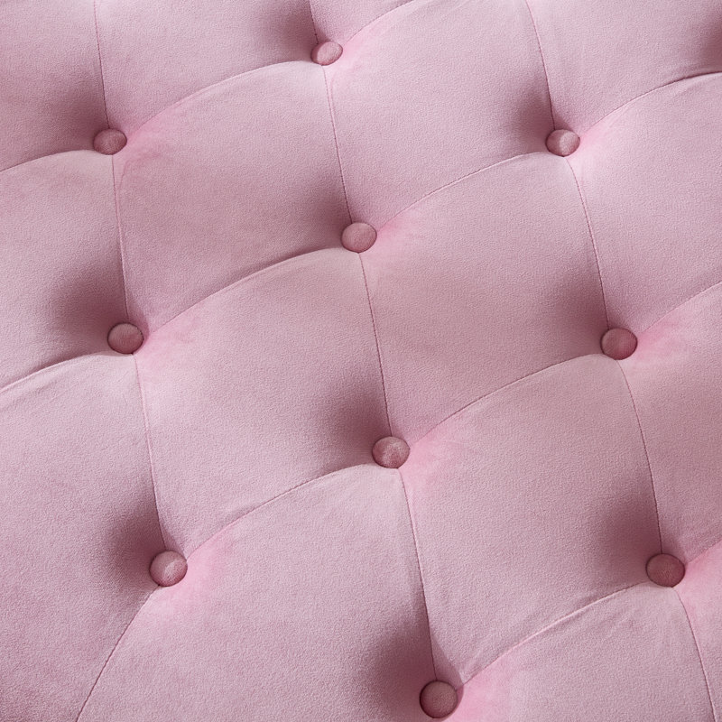 Alianny Upholstered Tufted Bench, Pink Velvet
