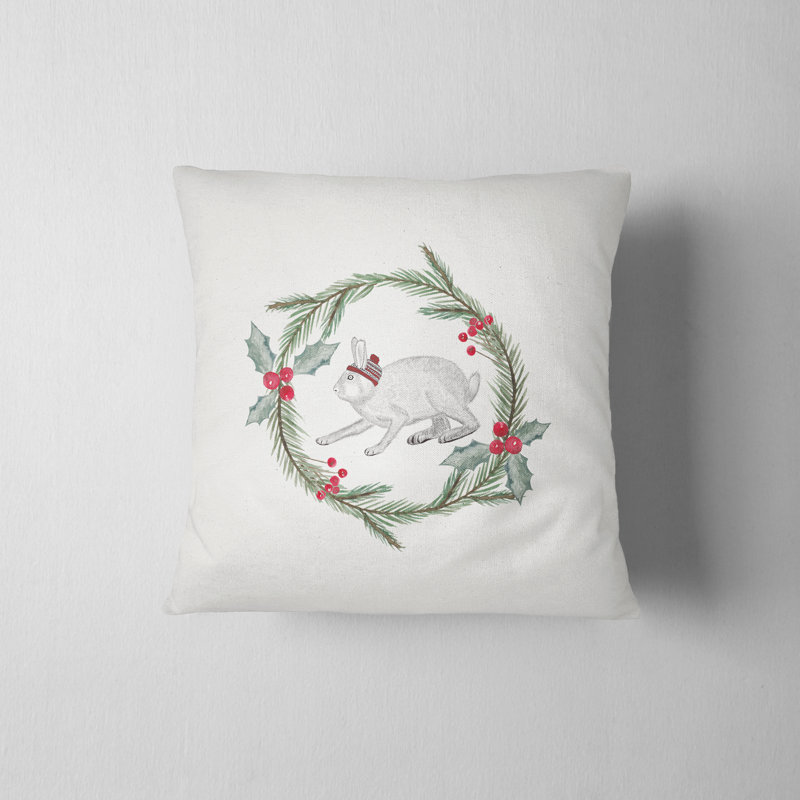 Housse de coussin Bunny Wreath, H 16 po x l 16 po