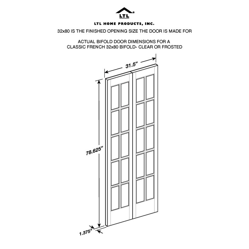 Porte pliante classique Pinecroft, 32 po x 80 po, Bois brut
