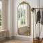 Miroir plein corps arqué 58 po x 24 po avec applique sculptée ornée rétro en haut et en bas-657744562