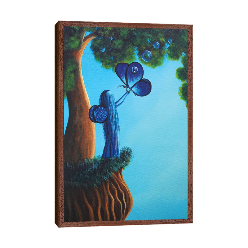 Sapphire Fairy - Print on Canvas, Classic Brown Wood Framed, 101.6 cm H x 66.04 cm W