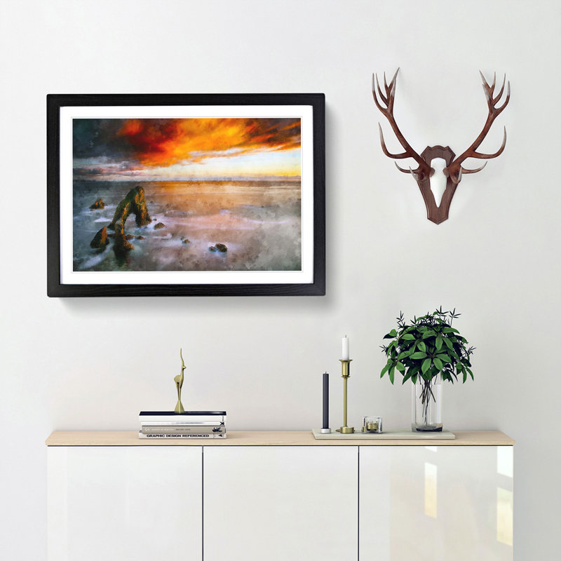 Crohy Head Sea Arch in Ireland - Picture Frame Graphic Art Print, 24cm H x 33cm W x 2cm D, Black Framed