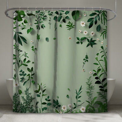 Rideau de douche Greenery - Décoration florale de salle de bain minimaliste