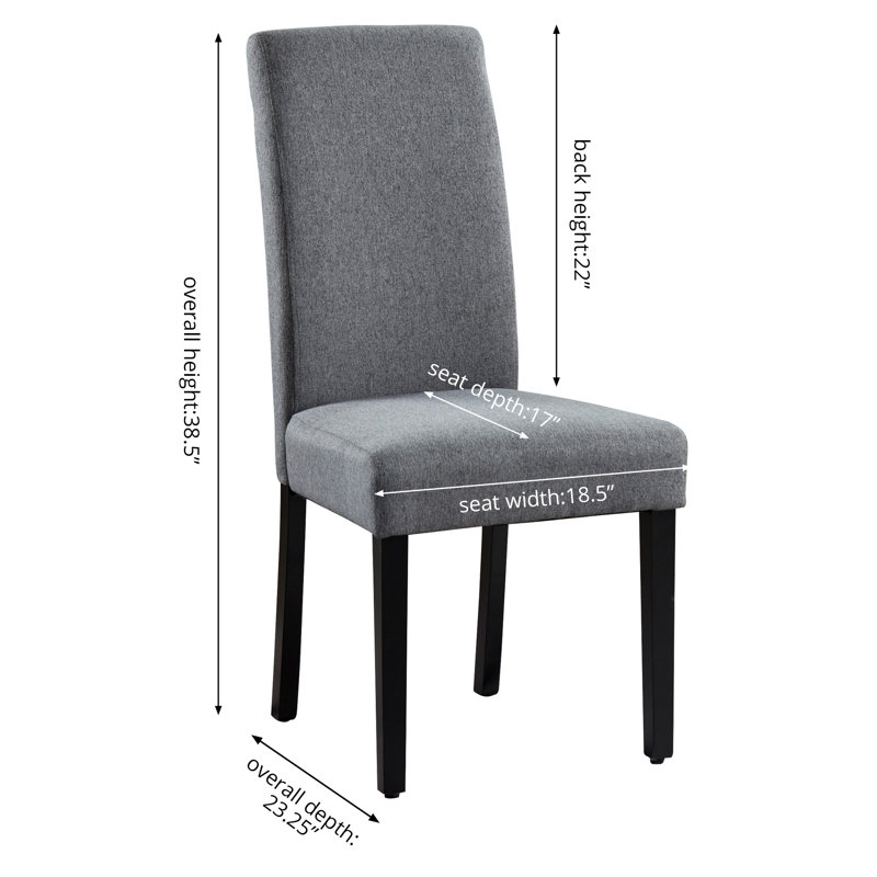 Tufted Linen Fabric Upholstered Parsons Dining Chairs Gray, Gray, 4