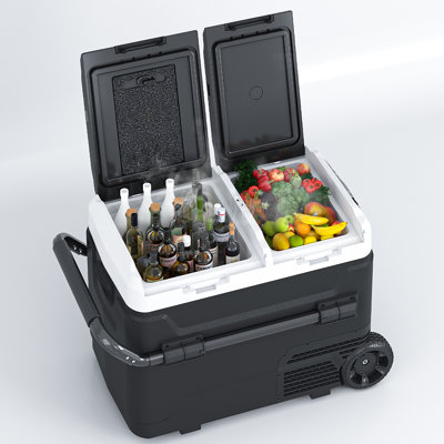 Réfrigérateur de voiture 63 Qt à deux zones avec contrôle d'application, refroidisseur de compresseur portable 12v / 24v