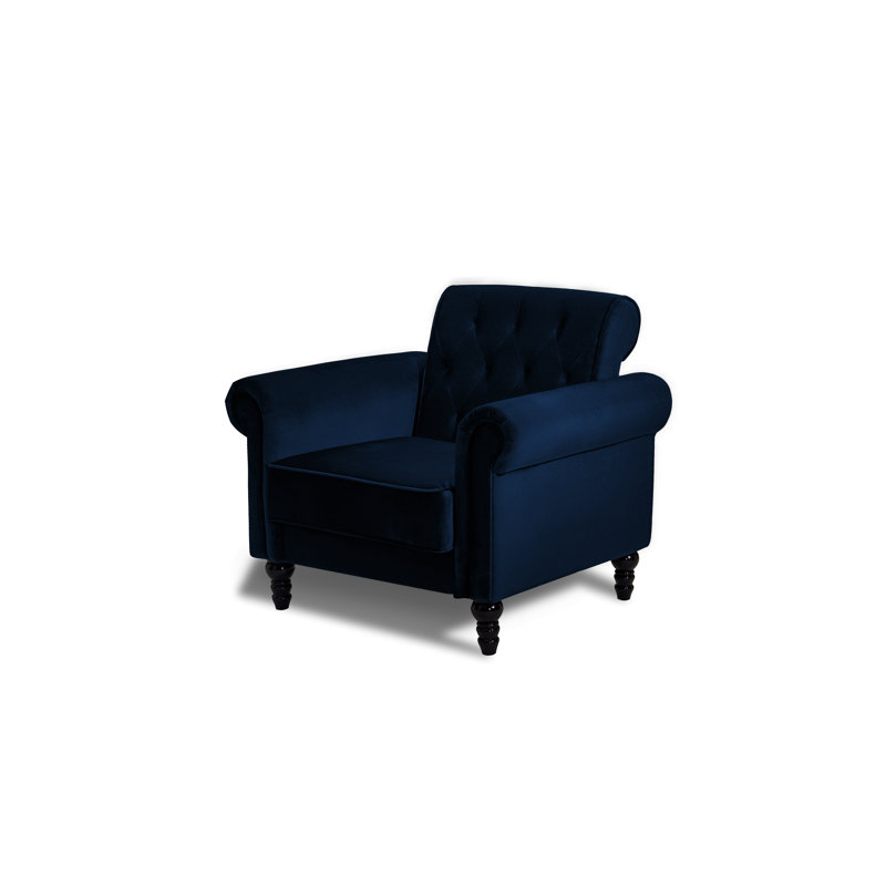 Aiofe Velvet Chesterfield Chair, Midnight Blue