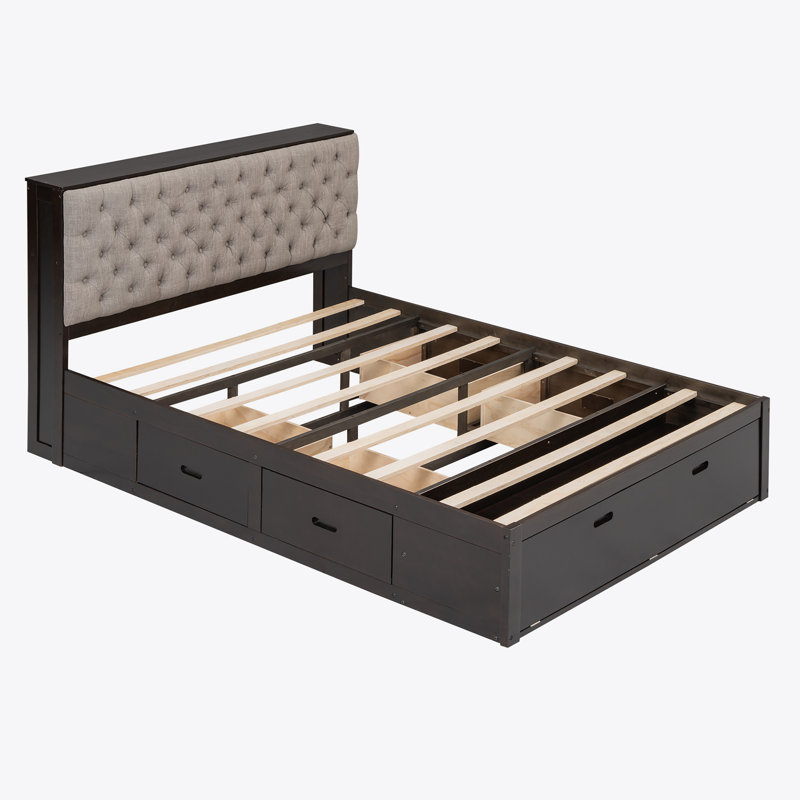 Upholstered Platform Storage Bed, Espresso