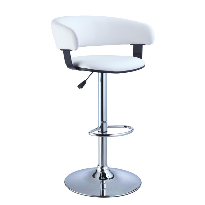 Carmelyn Swivel Upholstered Faux Leather Adjustable Height Counter Stool with Steel Frame, White