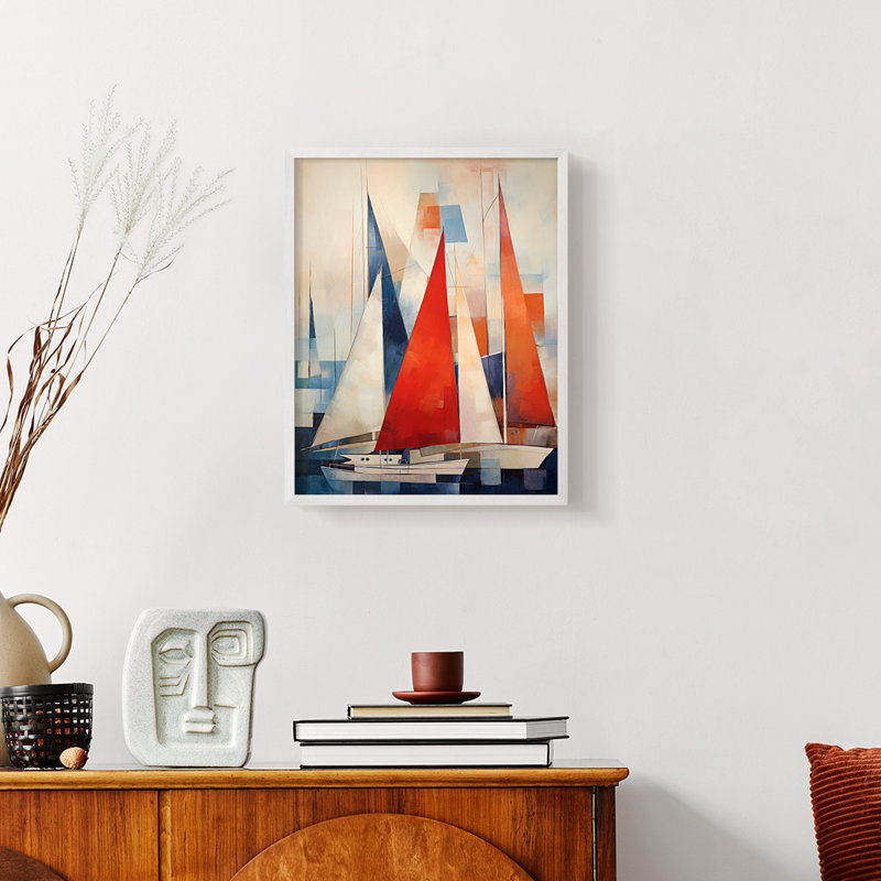Série NAUTICAL CDVI - reproduction encadrée de qualité supérieure - prête à être accrochée - aucun clou requis, Blanc