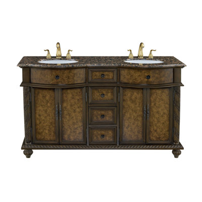 Aathavan 60'' Double Bathroom Vanity with Granite Top