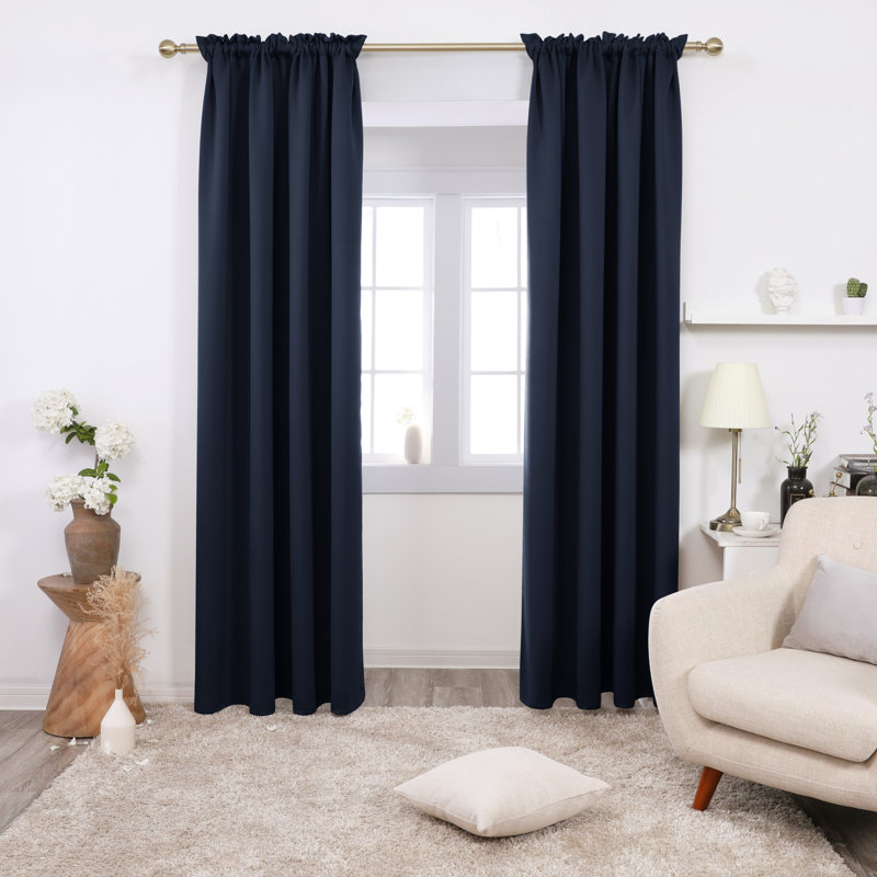 Blackout Rod Pocket Thermal Insulated Curtains (Set of 2), 52" W x 24" L, Grayish White