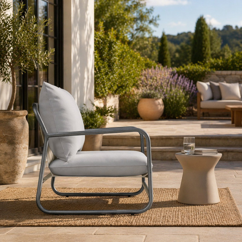 Ensemble de 2 fauteuils d'extérieur avec cadre en aluminium et canapé simple avec coussin amovible résistant à l'eau