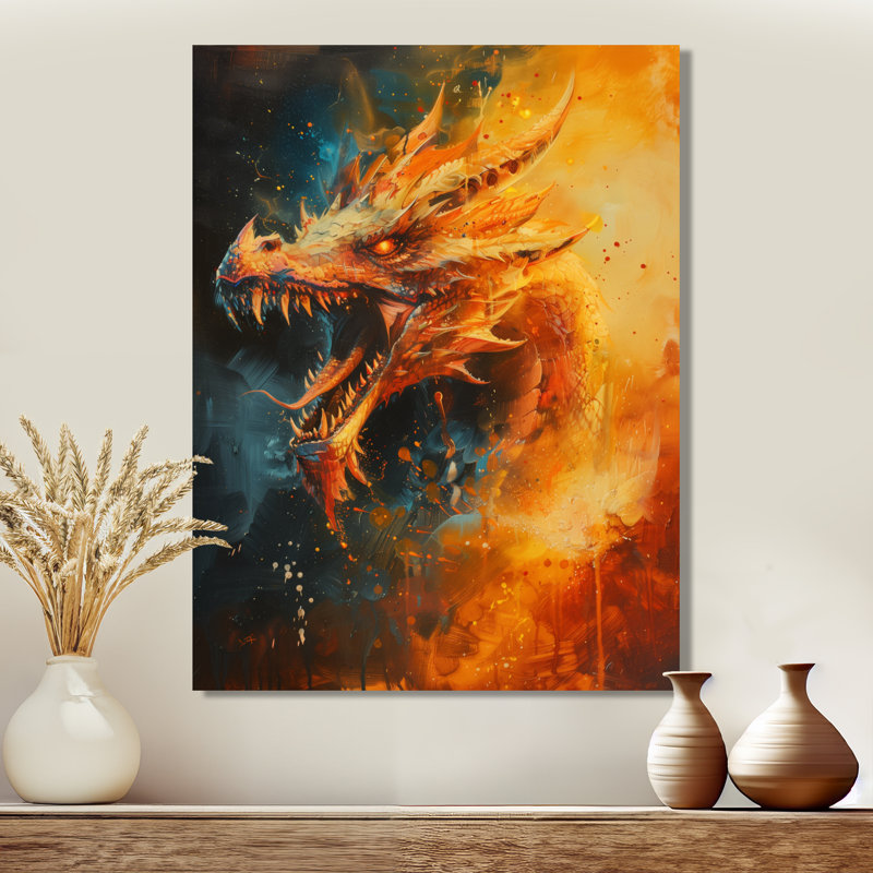 Art mural orange, orange et jaune, H 20 po x l 12 po x P 1 po, Toile tendue