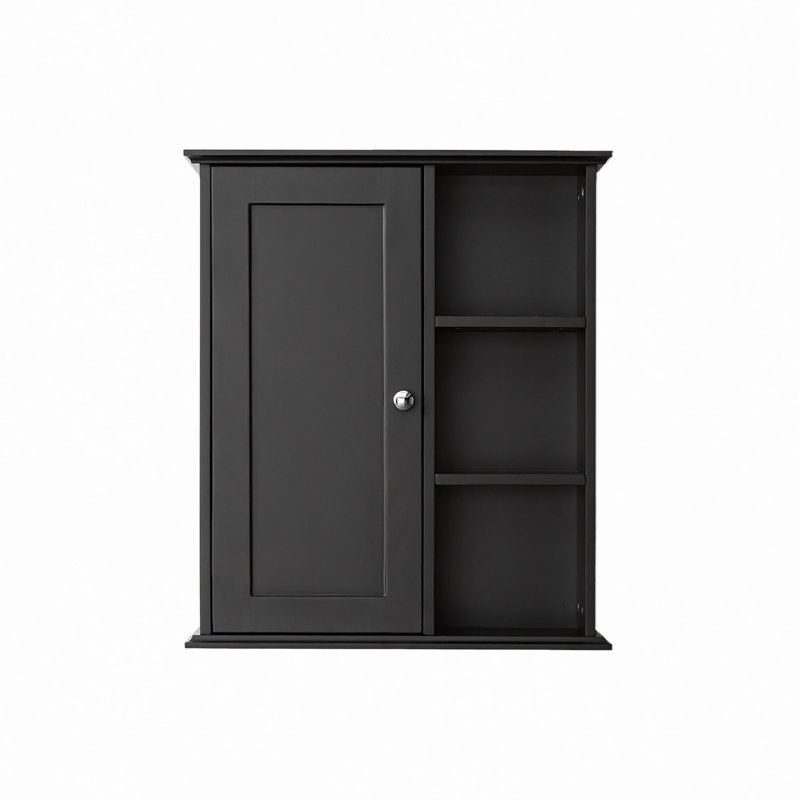 Armoire murale de salle de bain 23,6 po, Noir, noir, noir, noir