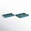 Ensemble de 2 plateaux en plastique bleus avec motifs marbrés dorés, plateaux gigognes décoratifs pour le service-27276023