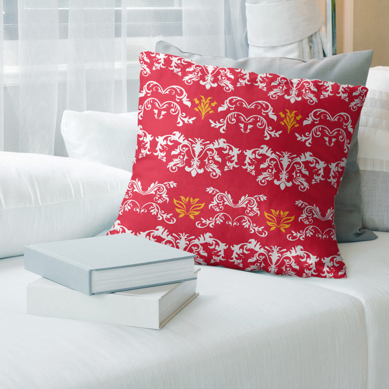 Housse de coussin Kansas City Football Baroque, Brique / blanc / jaune, 20 po X 20 po, Polyester filé