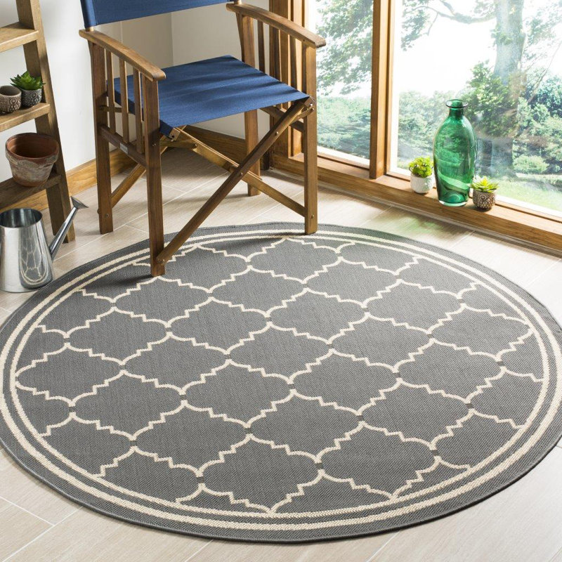 Herefordshire Performance Geometric Indoor/Outdoor Area Rug, Round 6'7"