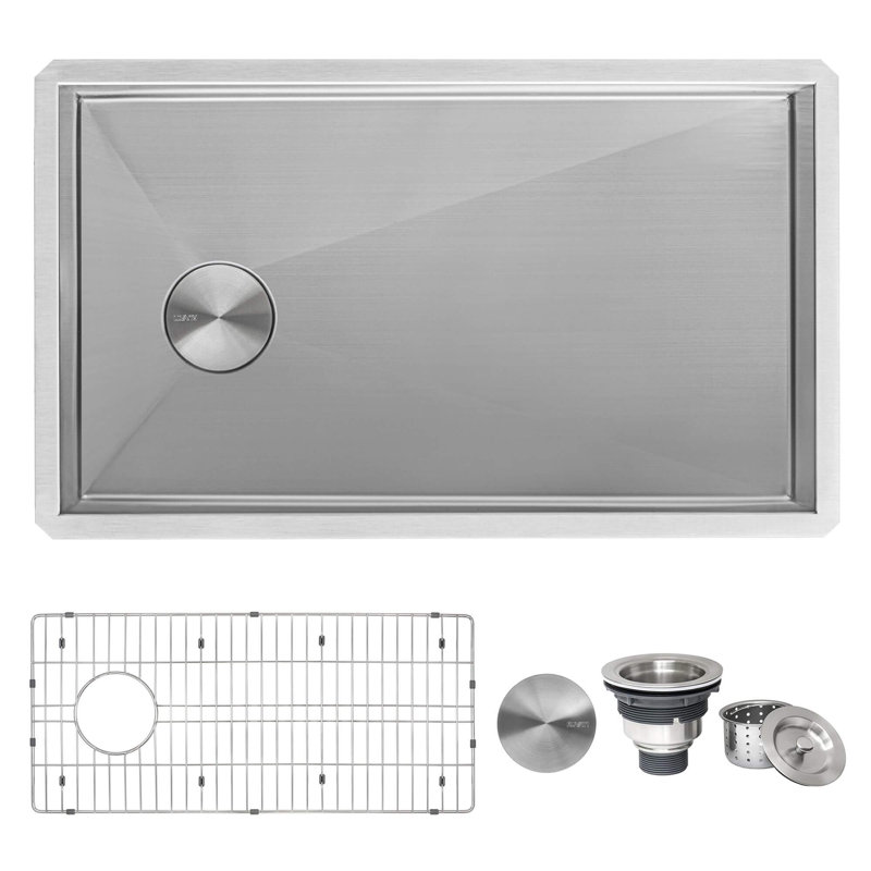 Ruvati 27-inch Slope Bottom Offset Drain Undermount Kitchen Sink Single Bowl Stainless Steel