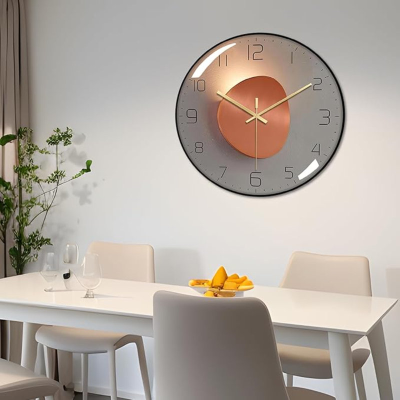 Horloge murale ergocar, horloge murale Art déco, horloge murale moderne en métal silencieuse, convenant au salon, à la chambre à coucher, au bureau et à la salle d'étude