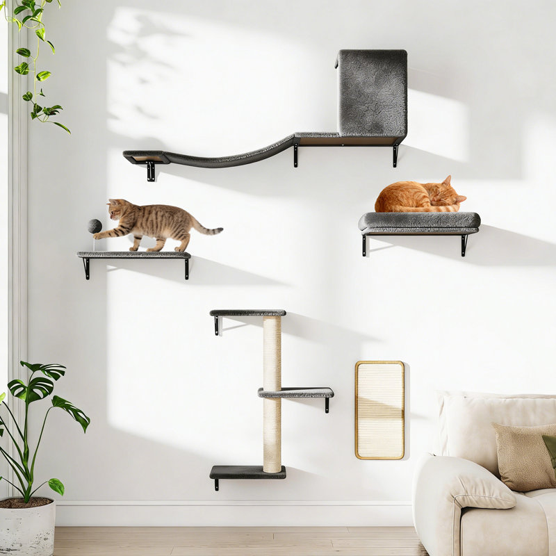 Tablettes murales pour arbre à chat, gris