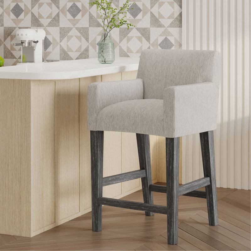 Tabouret de comptoir rembourré de 26 pouces, 1, Gris clair