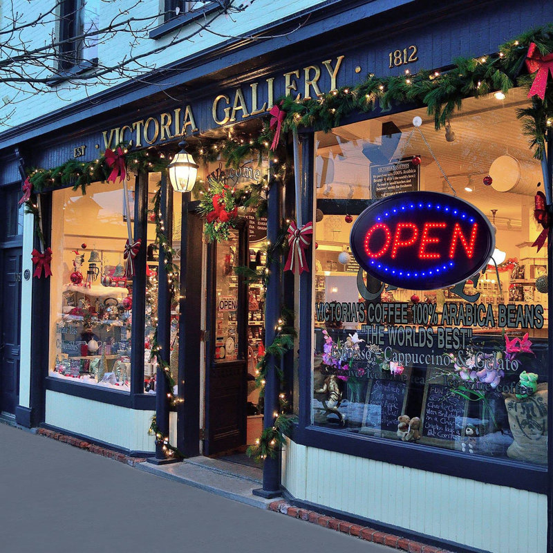 LED Open Sign, Bright High Visibility Advertisement Board Electric Display Sign Flashing Light for Business Walls Window Shop Bar Hotel, Two Modes, 19"x10"