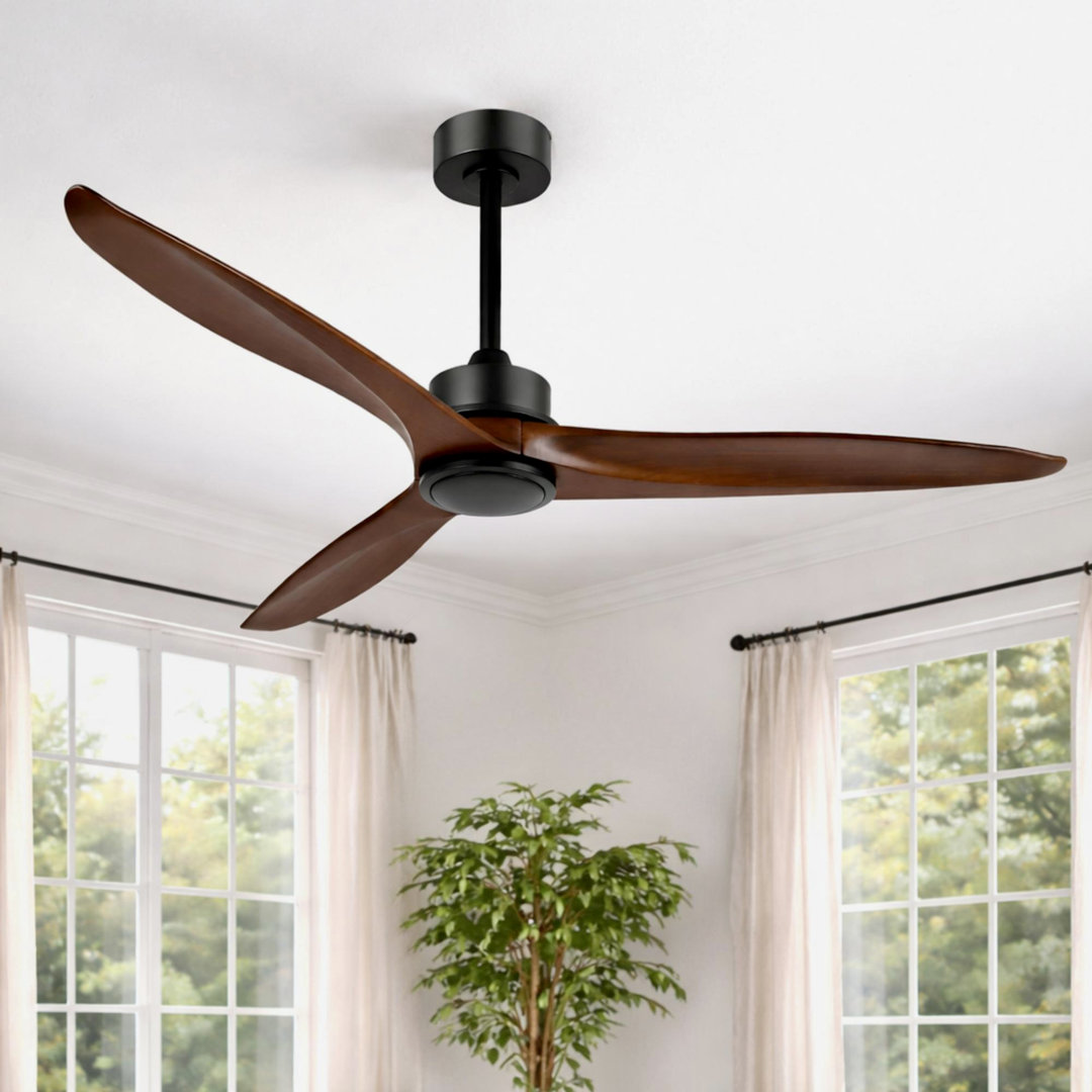 Antinisha 52" Solid Wood 3-Blade Propeller Ceiling Fan with Remote Wade Logan® Blade 