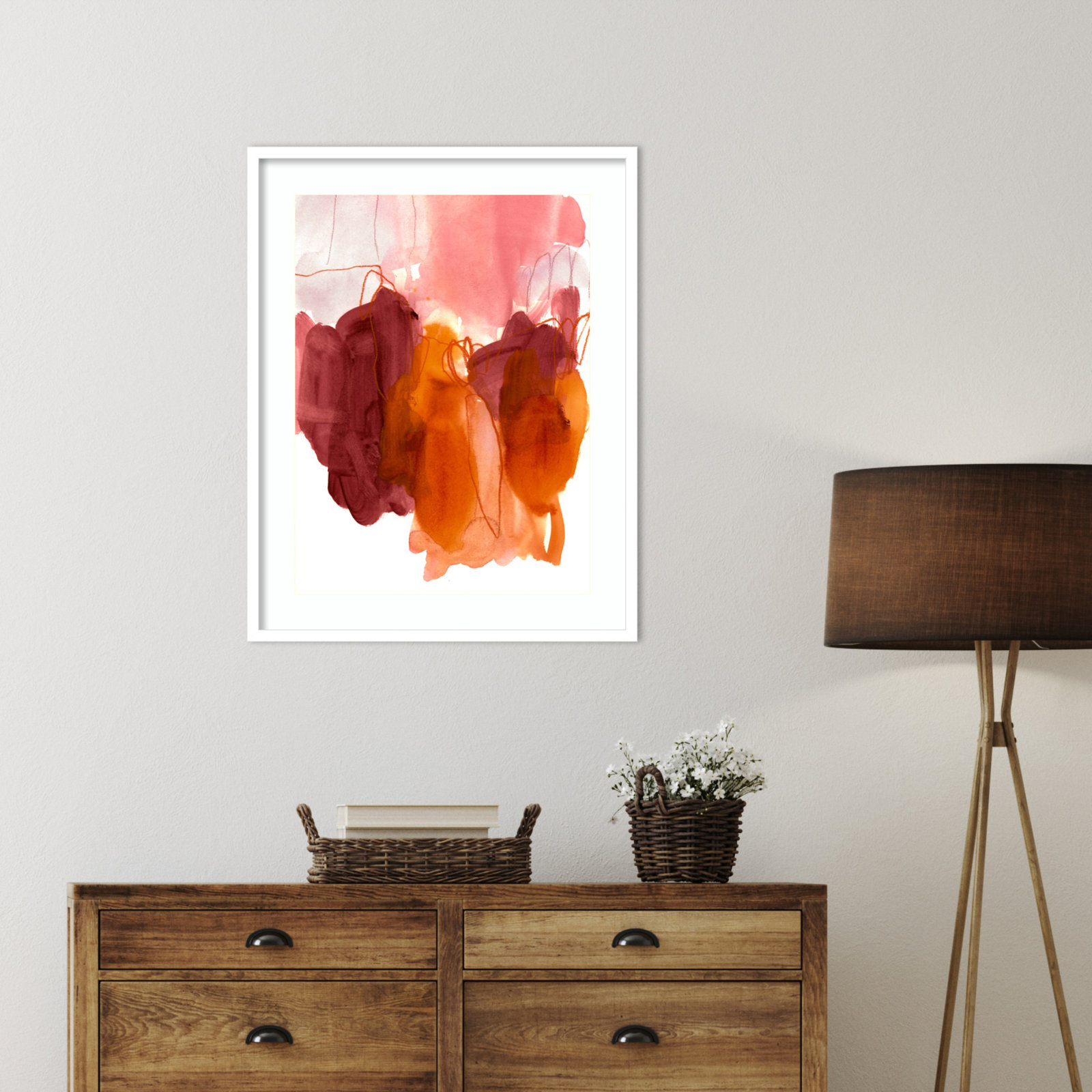 Orelia "Abstract Painting X" Print, White, 33" H x 26" W