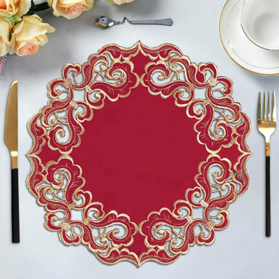 Bastiana Lace Round Doilies for Dining Table – Valentines Placemats, Set of 4, Anyce Collection Placemats