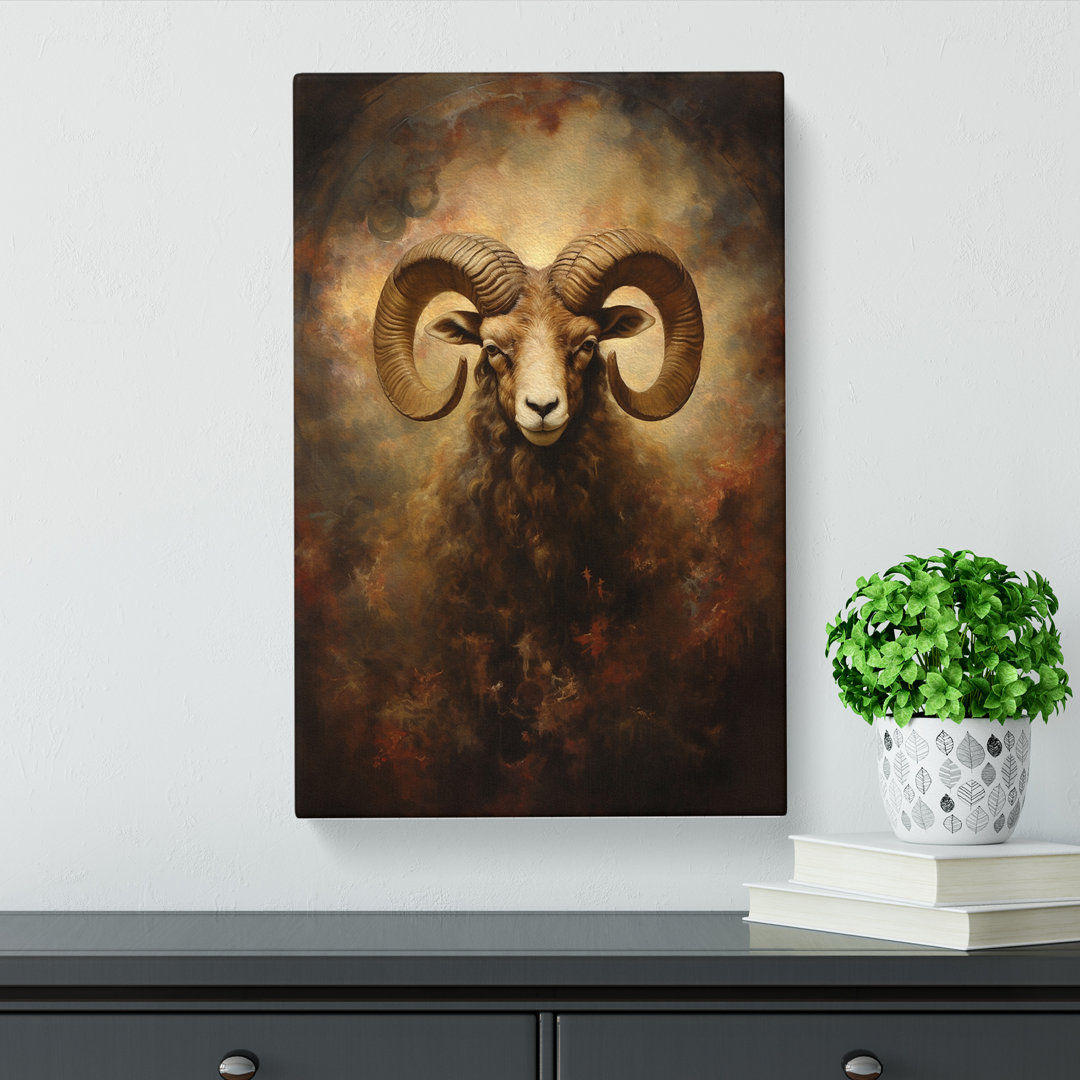 Aries Zodiac Classicism - Wrapped Canvas