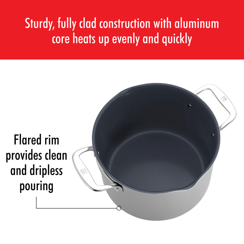 Zwilling Clad CFX 6-qt Stainless Steel Nonstick Stock Pot