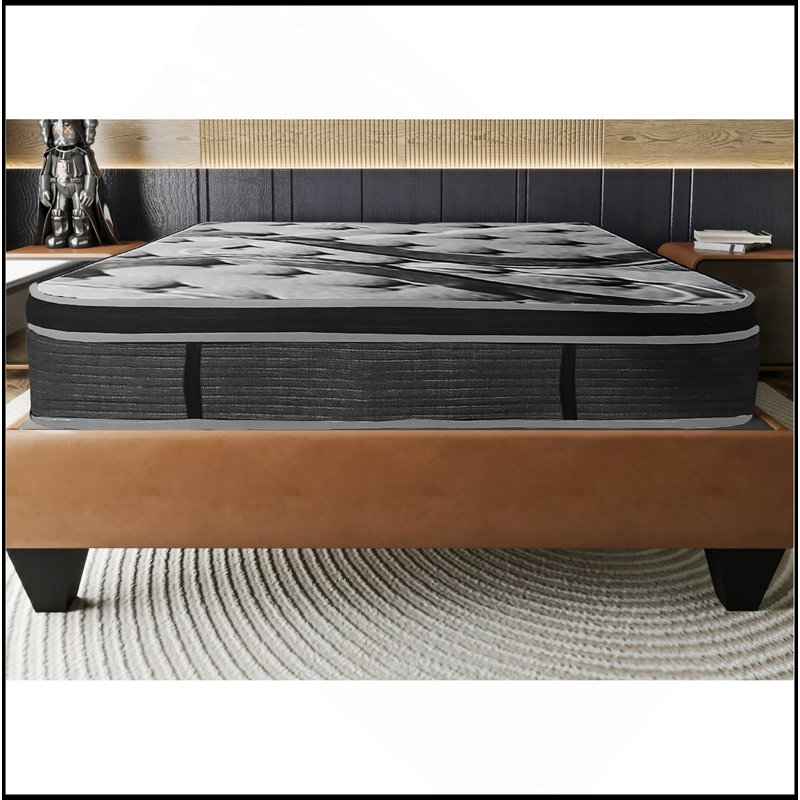 Premium 14In Memory Foam Mattress In A Box, Plush Euro Top Hybrid Pocket Coil Mattress, Gray, King