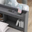 Lit simple en L avec bibliothèques et prises de courant en forme de L, 2 tiroirs - Lit moderne pour chambre à coucher, gris, ports, style-39305038
