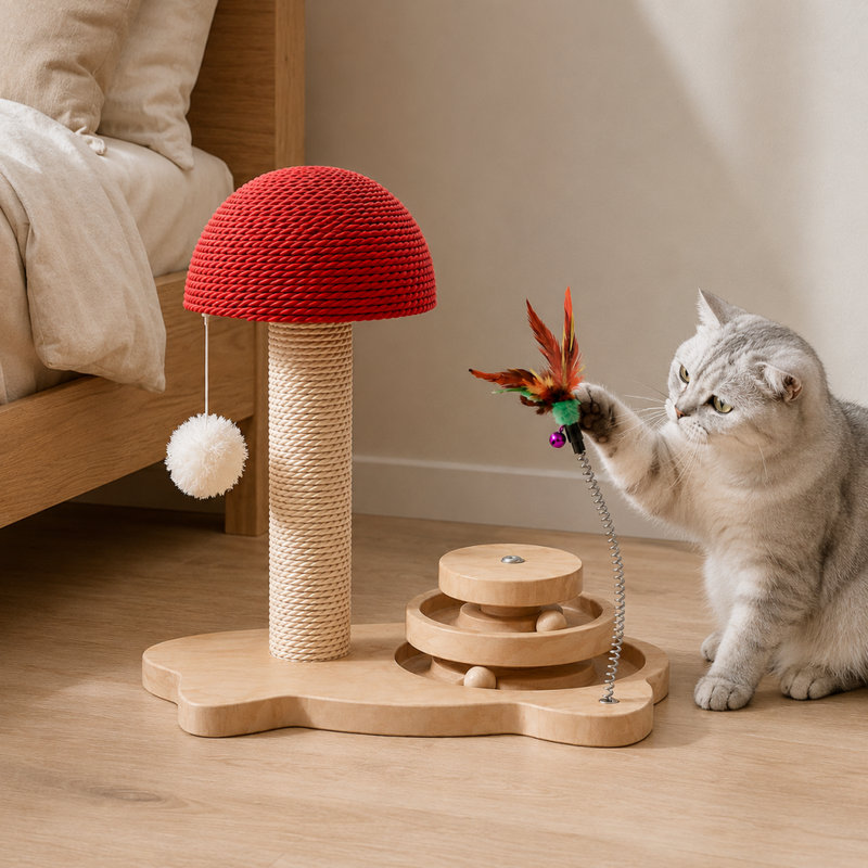Centre de jeu avec poteau à griffes Mushroom Cat