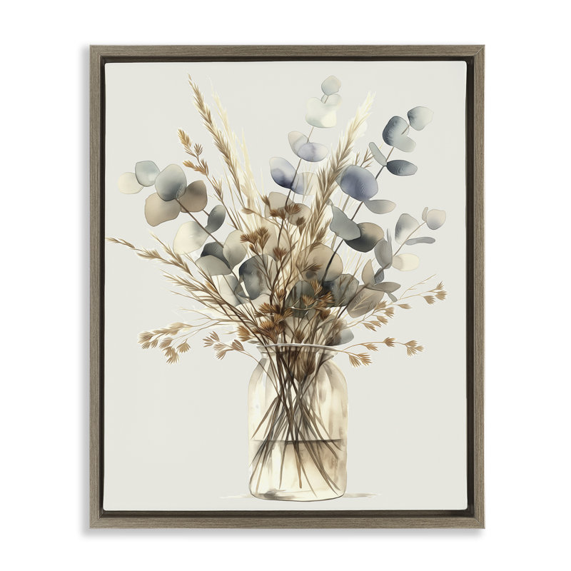  «Opaque Eucalyptus Bouquet Floater», art mural sur toile par Steve Huntziker, Cadre flottant orme Montalcino