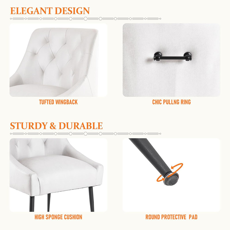 Gennadiy 38cm H Upholstered Metal Side Chair, White