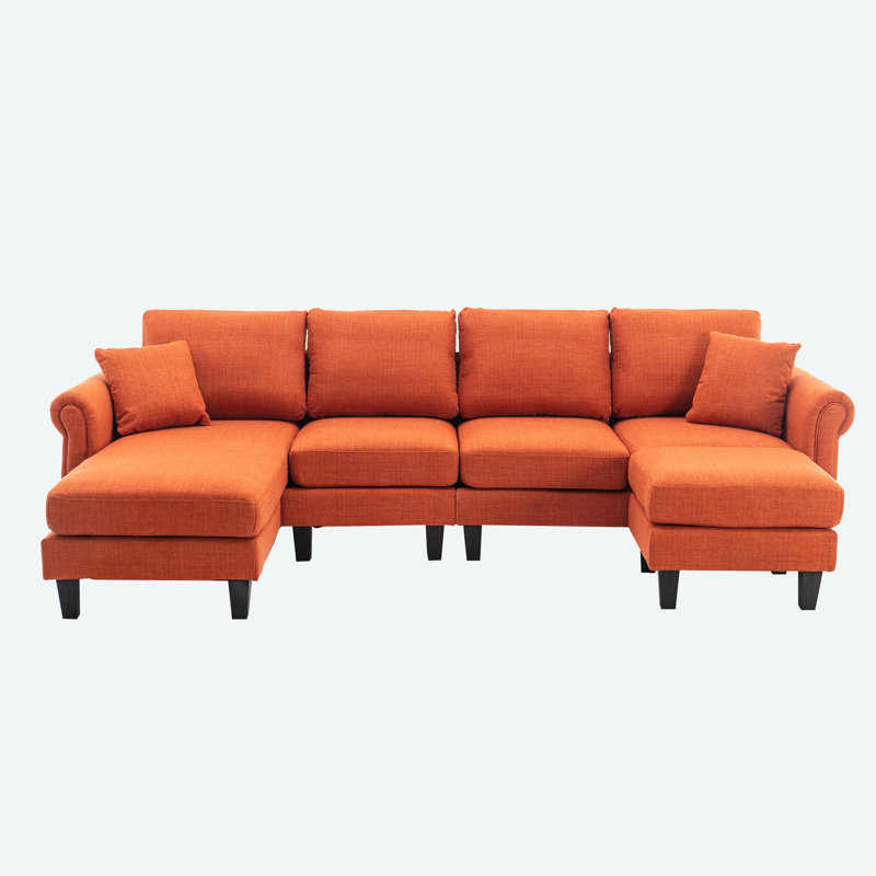 Canapés modulaires rembourrés 3 pièces Aindrea, Polyester orange