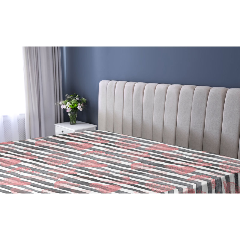 Drap-housse Ambesonne Saint-Valentin Grunge ligne cœurs corail foncé Dimgray, King Fitted Sheet