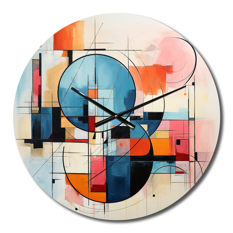 Horloge murale colorée Mid-Century abstrait Fusion IV, Petit