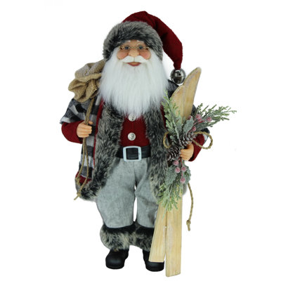 Figurine de père Noël skieur à carreaux