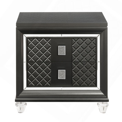 Metallic Grey 2-Drawer Nightstand